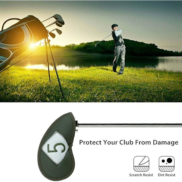 Golfklubbsöverdrag Järn Huvudskydd Skyddande Överdrag Lyxig PU-Läder 12-pack, Golfklubbsöverdrag Huvudskyddssats Med Enkla Nummer För Män Kvinnor