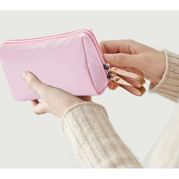 Liten Sminkväska för Handväska, Sminkväska Liten Kosmetikväska Mini Portabel Handväska för Kvinnor och Flickor (Rosa) pink