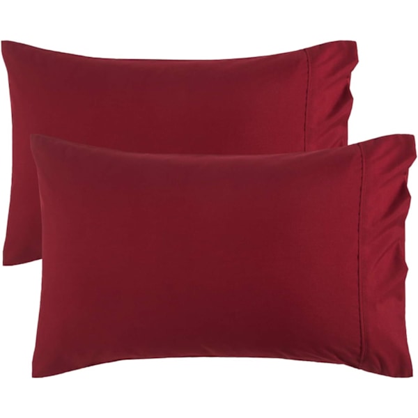 Pudebetræk 2-pak Winery - Rød Børstet Polyester Mikrofiber Pudebetræk med Konvolutlukning, 50 x 75 cm Winery 2pcs Pillowcases(50x75cm)