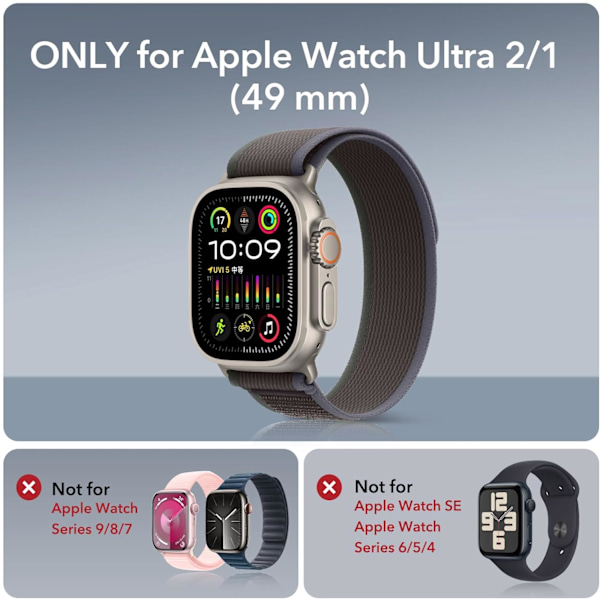 Skærmbeskytter til Apple Watch Ultra 2/1 49mm (2023/2022, 49 mm), Militær Kvalitet Beskyttelse, Hærdet Glas Beskytter med Rustfrit Stål Dark Blue