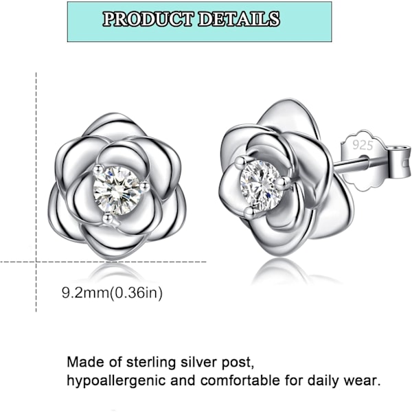 Øredobber i sterlingsølv for kvinner, sølvblomster kubisk zirkonia hypoallergeniske helix brusk øredobber smykker gaver til jenter (sølv, gull) Silver