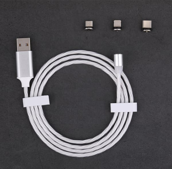 Magnetisk ladekabel 3A 360° rotasjon, LED Flytende 3 i 1