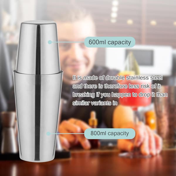 INF Cocktail sæt Dobbelt shaker 750ml Rustfrit stål Sølv 10 dele