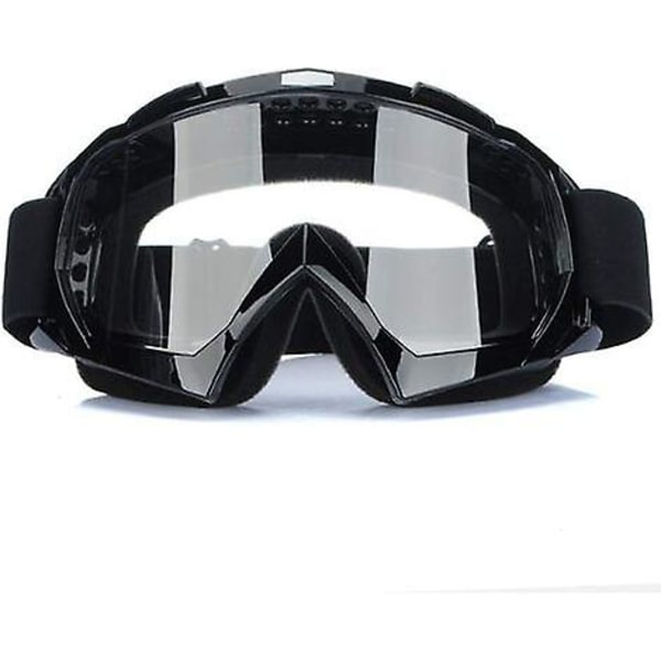 Anti-uv-dimma, genomskinliga klara glasögon för Moto Cross Goggle-svart