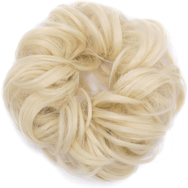 Scrunchy Scrunchie Bun Updo Håraccessoar Hårfästet Hästsvansförlängningar Hårförlängningar Vågig Lockig Slarvig Hårf bulle Donut Hårförlängningar Håraccessoar Peruk B Bleach blonde
