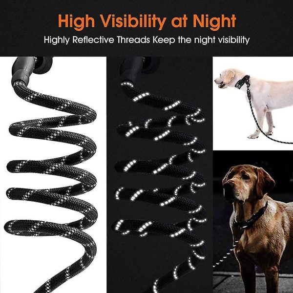 Dog Leash, Dog Leash With Soft Padded Handle, Highly Reflective Threads 1.5m Nylon Dog Leash Rope, For Small, Medium And Large Dogs (black)