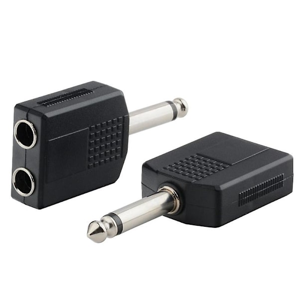 Hunstik Audio Adapter Hun til Dobbelt Hun Jack Audio Y Splitter Konvertere (2 stk, Sort)