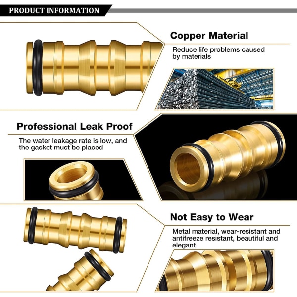 Have Connectorer Dobbelt Han-Slange Connectorer Messing Slangebeslag Til Have Slange Hane (4 Sæt)