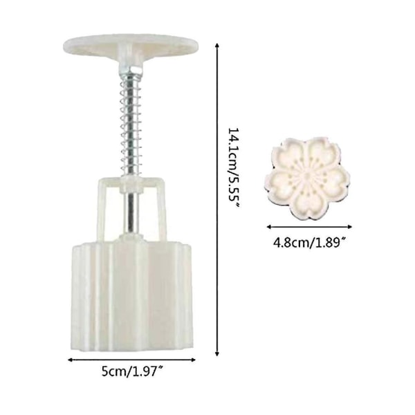 Blommig Månkakaform Set med 4 st Kakstämplar, DIY Handpressad Kakor