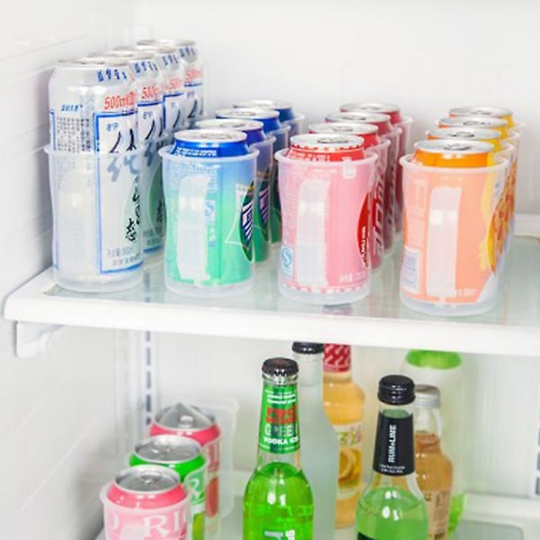 4 hulls Ølboks Organizer Kjøleskap Soda Drikke Flaskeholder Kjøle Kjøkken Oppbevaringsboks Plassbesparende kjøkkentilbehør