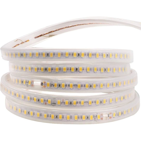 LED-bånd, LED-strip, LED-panel, lysende LED-panel 220v AC 2835 Ip68 Tanche 144leds/m 900lm, LED-striplys lysende panel (koldt hvidt, 8m