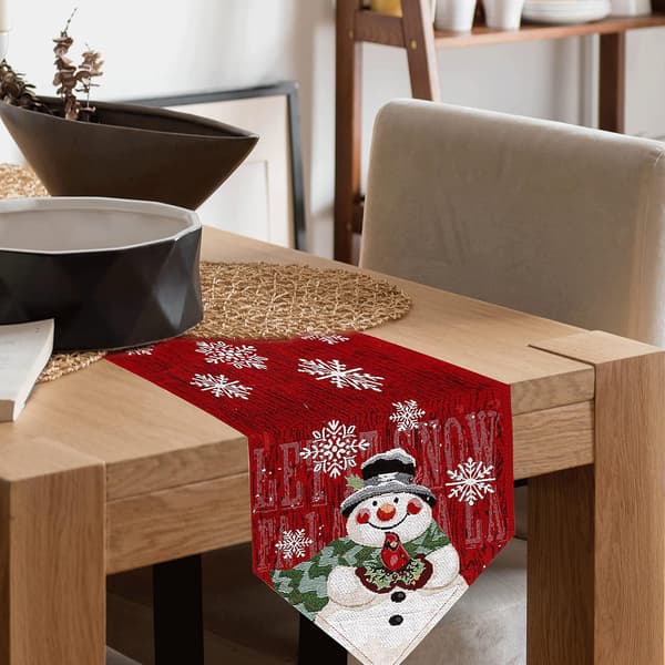 Julebordløper Snøfnugg Snømann Bordløper til Jul