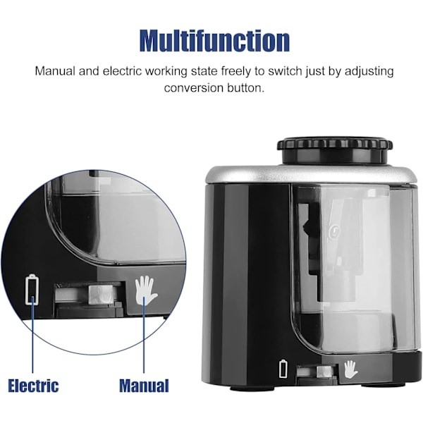 Elektrisk Blyantspisser, Automatisk Blyantspisser med Beholder for Hjemmekontor Skole, Batteridrevet Electric Pencil Sharpener