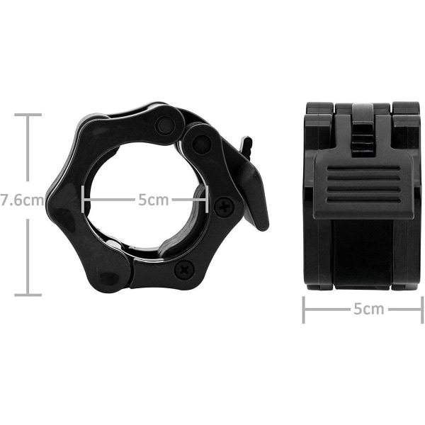 Par af olympiske håndvægtlåse, T 5 cm, sikre spærrlåse til professionelle træningspas, sort