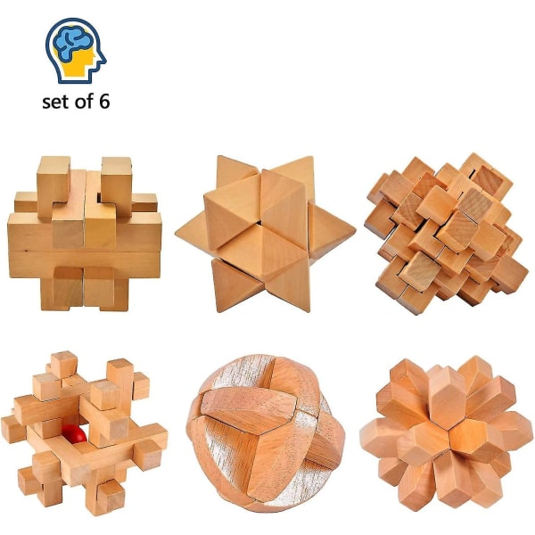 3d Wooden Cube Brain Teaser Puslespil Udfordr dit sind og din tålmodighed