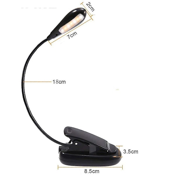 14 LED boglampe, klips på sengelampe, nodestativlampe