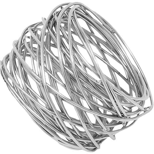 Handgjorda Runda Servett Ringar i Silver, Nätdesign, för Matbord, Fest, Vardag, Set om 6 6