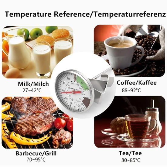 Kjøkkentermometer i rustfritt stål med klips, for barista kaffe, melk og matlaging