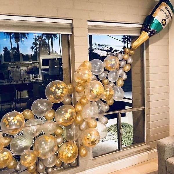 Flaskeballongguirlanderbuesett, bursdagsfestdekorasjoner, 85 stk champagneballonger