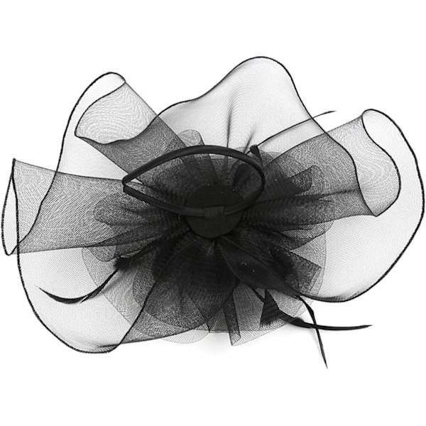 Fascinator hatt för kvinnor flicka blomma mesh slöja elegant fjäder pannband retro cocktail te brud bröllop hårklämmor pillbox hatt tebjudning bröllop han Black ML