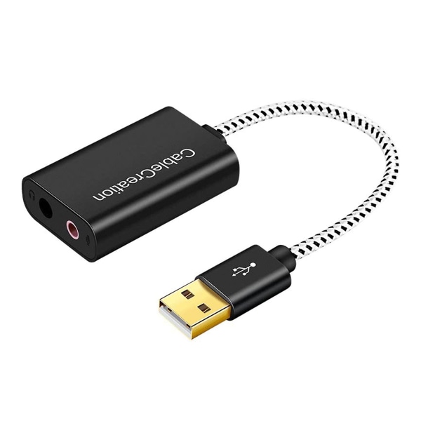 USB till 3,5 mm jack ljudadapter, externt stereoljudkort för /pc/laptop