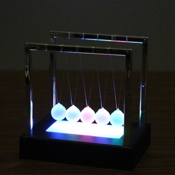 Newtons Cradle Led Light Up Kinetic Energy Home Office Science Legetøj Home Decor Luminous Pendulum Ba
