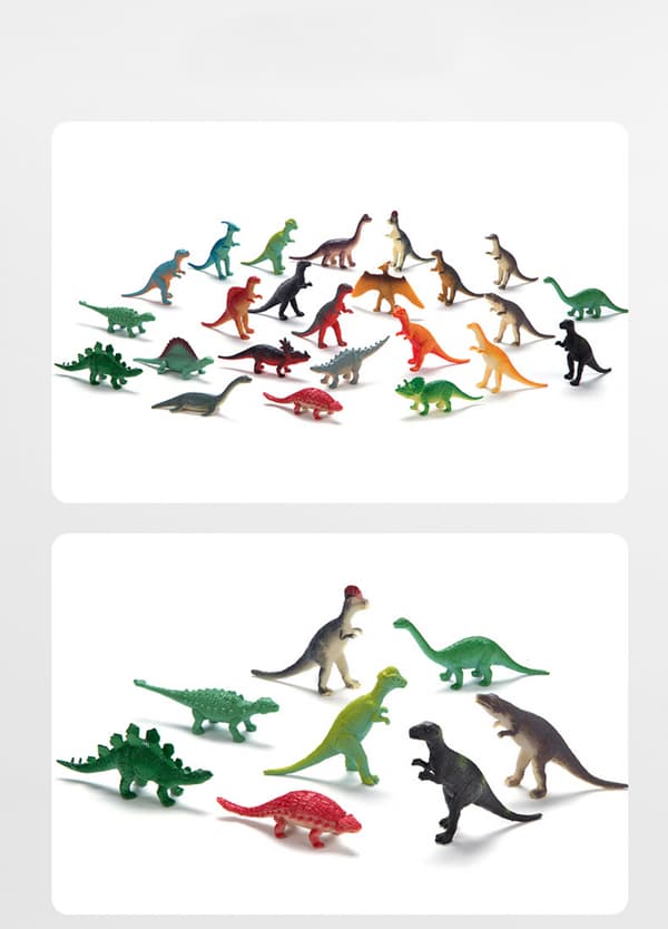 24 mini dinosaurfigurer og dinosaurskeletter, plastik
