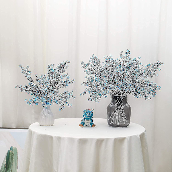 12 stk. Kunstige Gypsophila Blomster til Hjem Soveværelse Bryllup Fest Dekoration (blå)