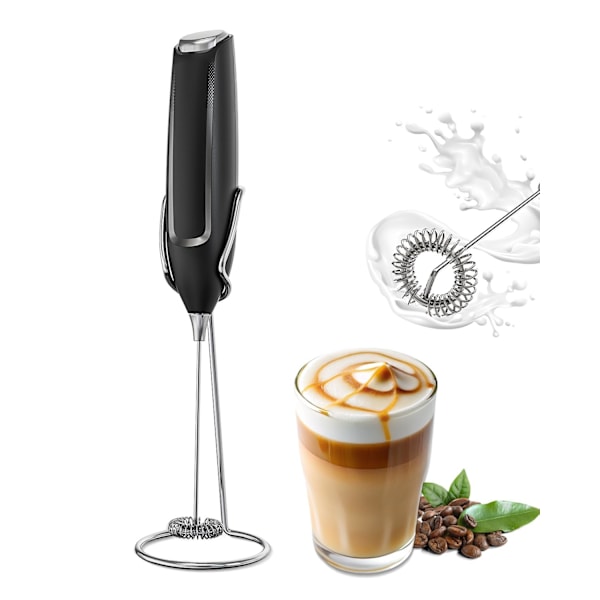 Mjölkskummare Handhållen med Ställ, Batteridriven Elektrisk Skummare Visp, Drinkmixer & Skummare With stand