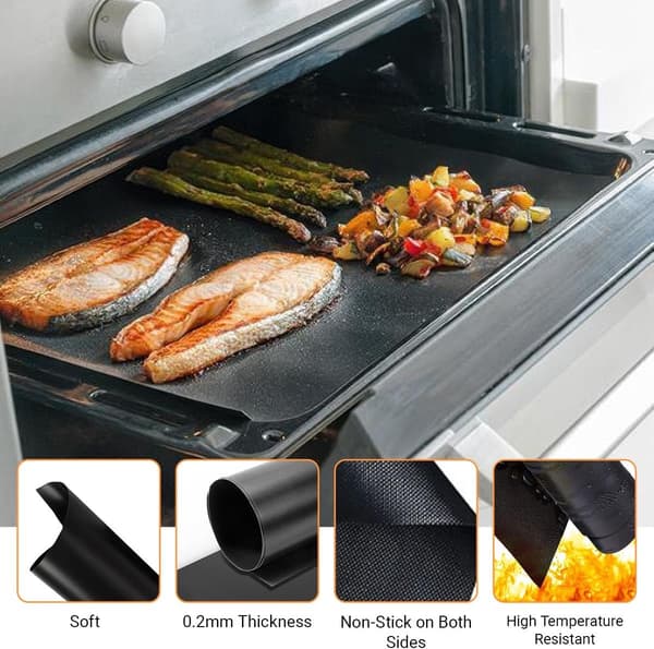 40 x 50 cm Ugnsmatta bakplåt Bröd BBQ non-stick Teflon universal skyddsplatta robust foder svart