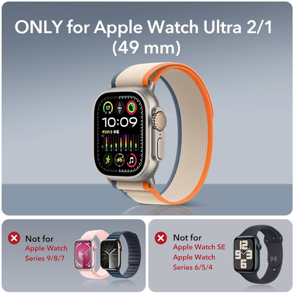 Skjermbeskytter for Apple Watch Ultra 2/1 49mm (2023/2022, 49 mm), Militær-klasse beskyttelse, herdet glassbeskytter med rustfritt stål Titanium & Orange