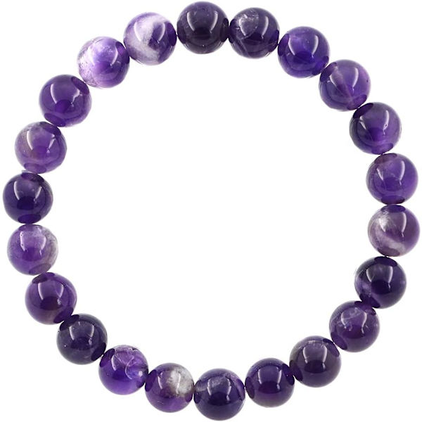 Kristall Armband, 8mm Naturliga Ädelstens Pärlor Armband, Läkande Kristall Armband för Kvinnor Män Stripe Amethyst