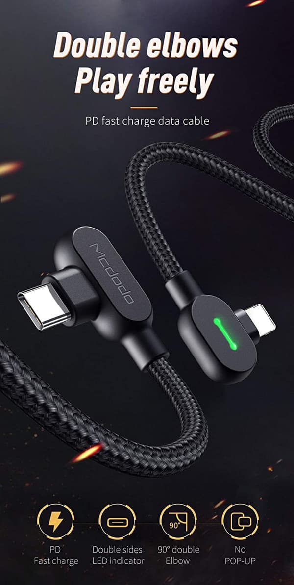 Typ C till Telefon 11 Pro Max/11 ] Mcdodo 90 graders dubbel armbåge