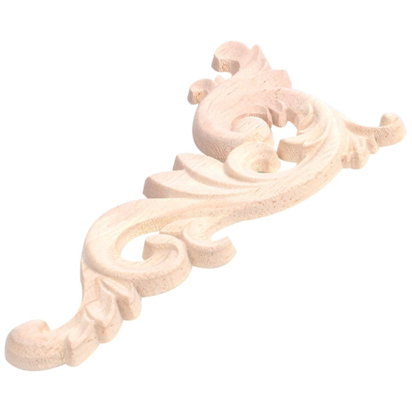 2 stk Træudskårne Hjørneapplikationer Umalet Applique Ramme Dør Dekorationer Dekal 15*8*0.8cm