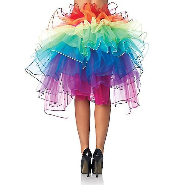 Rainbow Nederdel Farverig Fluffy Tutu Ballet Dance Rave Rainbow