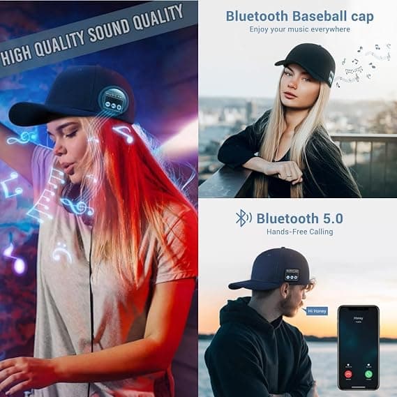 Bluetooth-hattu, Bluetooth-neulehattu, Bluetooth-hattu miehille, Trendikäs älyhattu, Baseball-lippis miehille Blue