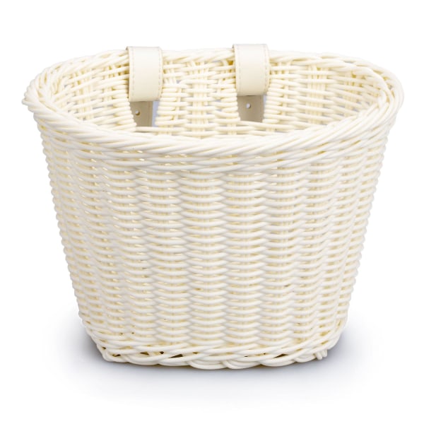 Sykkelkurver for barn, håndvevd kurv for kvinner, sykkelkurv foran styret, plastkurv for jenter, barn med lærstropper, enkel å montere