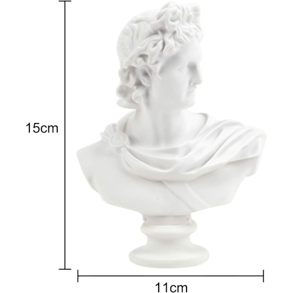 6 tommer græsk klassisk replika Apollo hoved byste statue romersk statue mytologi skulptur figur statuette til skitse model kunst tegning harpiks håndværk ornamenter Apollo# 6 Inch