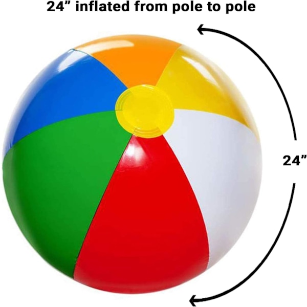 24 tommer strandbold oppustelig regnbuefarvet ferie swimmingpool fest legetøj blæse op sommer udendørs spil, 1 stk Rainbow 1pc