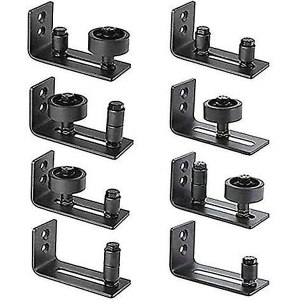 Robust Skydedørsguide til Låge, 8 i 1 Sort Kulstofstål Stopper, Flush Bunddesign, Gulv og Dørpanel