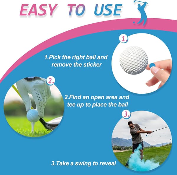 Kön avslöjar golfbollar blå rosa exploderande golfbollset flicka eller pojke baby avslöjar med golfpeggar