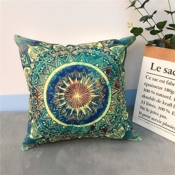 4 kappaleen mandala-tyynynpäälliset Boho-sisustus neliö 18 x 18 tuumaa 45 x 45 cm Boho-tyyli sopii kodin sisustukseen, sohvaan, makuuhuoneeseen, autoon, ulkotiloihin