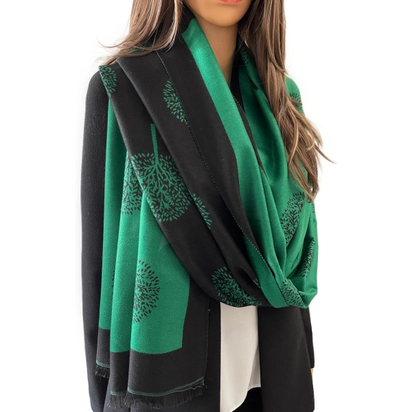 Cashmere Tree Life Blanket Scarf - Vendbart skjerf Dame Pashmina Sjal, Vinterskjerf Dame, Stort omslag, Varmt skjerf, Tree of Life Print Ladies Sca