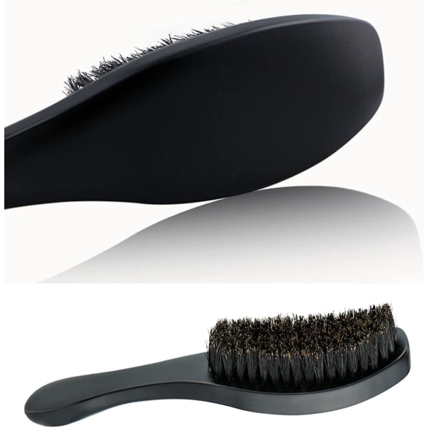 Hårbørste for vått og tørt hår Magic Wave Brush Soft Boar hårbørste for menn kvinner gutter jenter (1 stk, svart)
