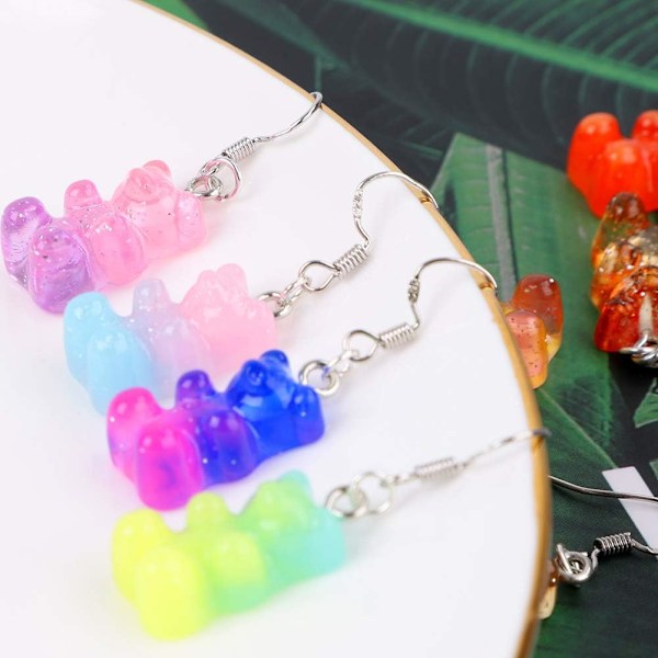 100 stk. Gummy Bear Charms Vedhæng Søde Resin Bear Candy Charms i Lyse Farver Tegneserie Bear Nøgleringe Smykker Halskæde Charm Søde Armbånd Tilbehør