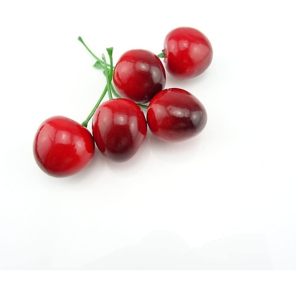 100 kpl Keinotekoinen simulaatiokirsikat Elävät koristeelliset hedelmäkirsikat Mini Fake Fruit Cherries -malli