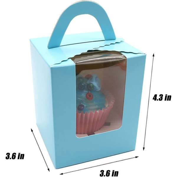 10 kpl voimapaperikuppikakkulaatikoita, kannettavat yksittäiset Cupcake-lahjarasiat, joissa on ikkunan kahvat