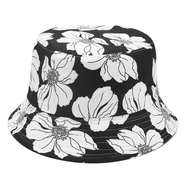 Unisex Bomull Packbar Solhatt Vändbar Fisk Black