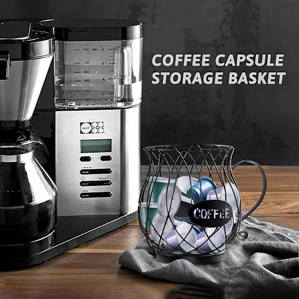 1 st Pods-hållare Vintage Metall Kaffe Pod Hållare Pod Hållare Förvaring 22-26 Kaffe Kapslar Svart