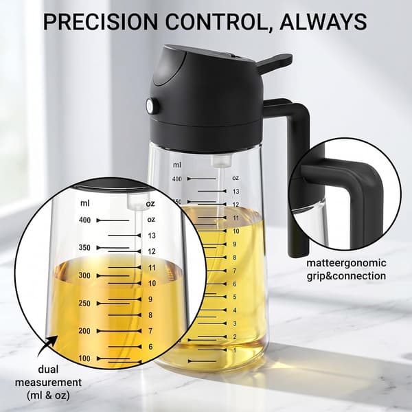 2-i-1 glass sprayflaske, 450 ml, med gradering Black